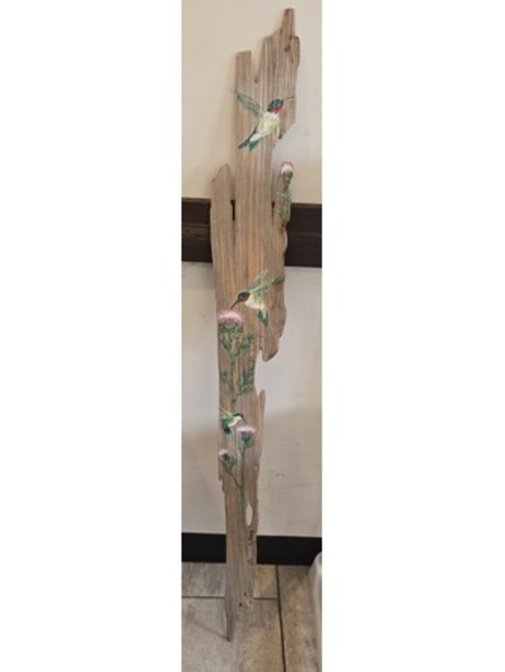 Original Hand-Painted Ruby-Throated Hummingbirds on Reclaimed Driftwood